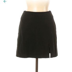 Black slit mini skirt